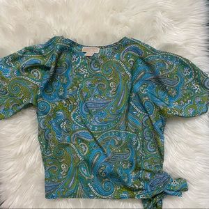 Micheal Micheal Kors Green Abstract Blouse